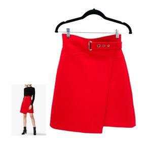 Karen Millen A-line Wrap Mini Skirt, Red Size 4